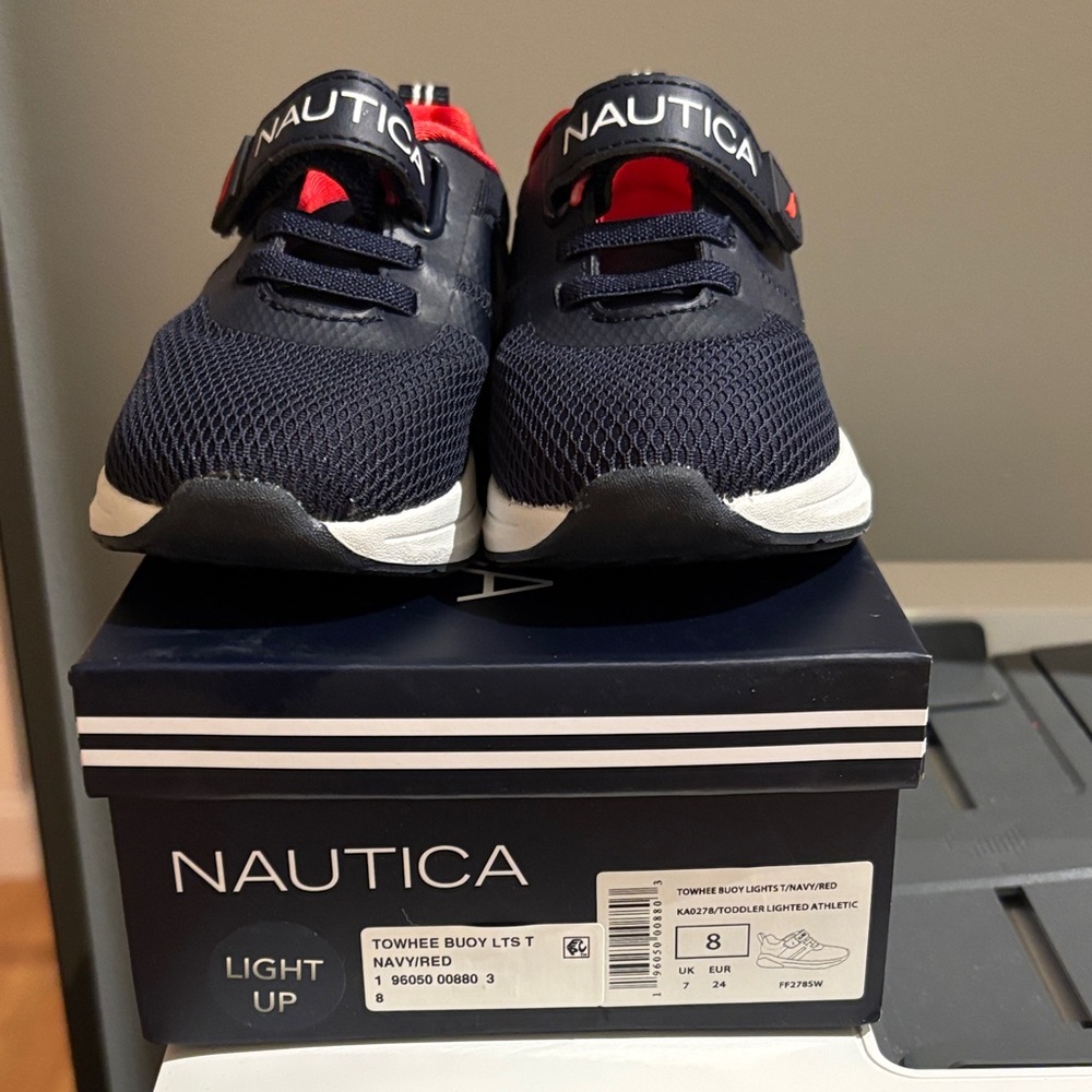 Nautica Kids Sneakers in Navy and Red with Light-Up Soles